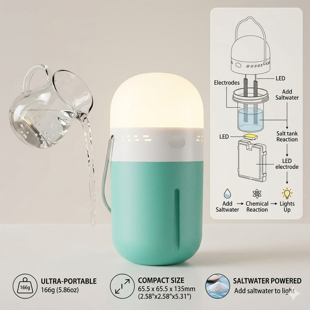 مصباح ملح محمول صغير الحجم بحج - مراجعة Power Outage Light وسعره
