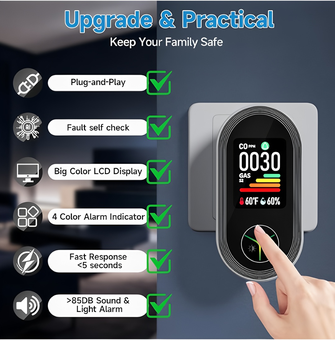 كاشف غازات متعدد الوظائف 4 في  - مراجعة Co Detector Plug وسعره